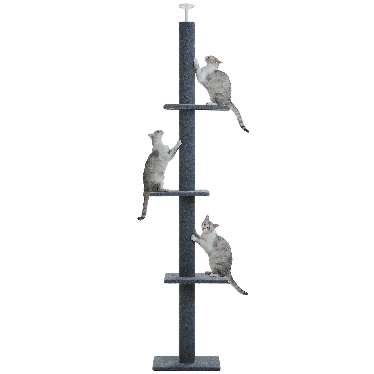 Floor to Ceiling Cat Tree Tower 4 Tier Tall Cat Climbing Posts Adjustable, Gray