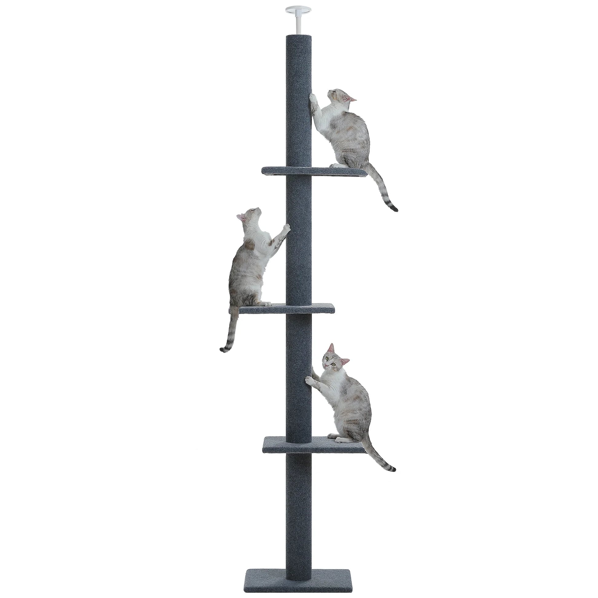 Floor to Ceiling Cat Tree Tower 4 Tier Tall Cat Climbing Posts Adjustable, Gray