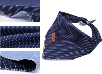 Blue Dog Bandana and Cat Kerchief - Triangle Bib Scarf for Small, Medium, and Large Pets