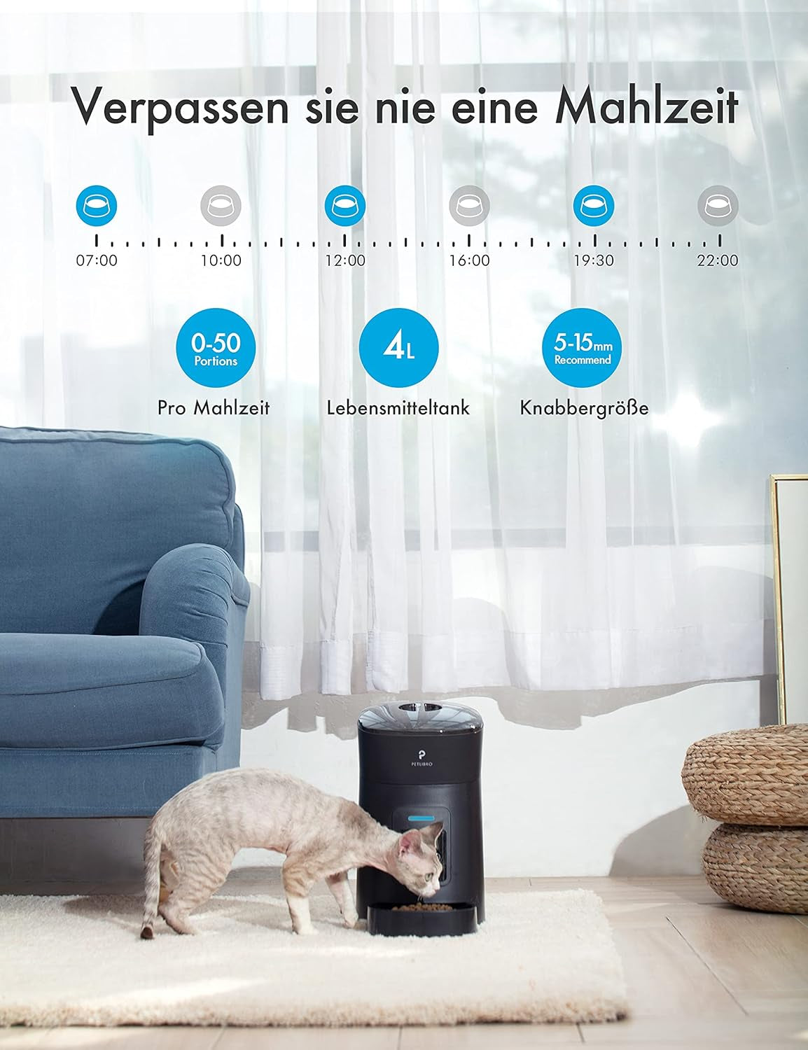 Automatic Cat Feeder Dog Food Dispenser, Auto Timer, Pet Feeding Tray with sound Alerts