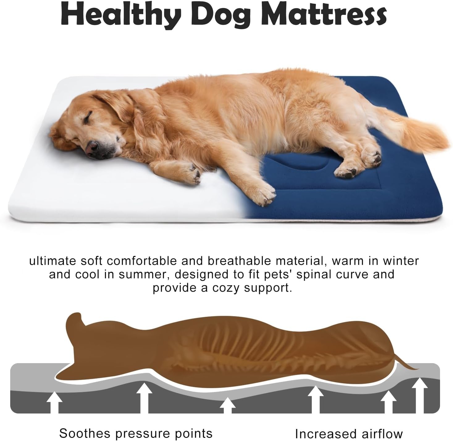 Dog Bed Large Crate Mat 42 in Non-Slip Washable Soft Mattress Kennel Pads