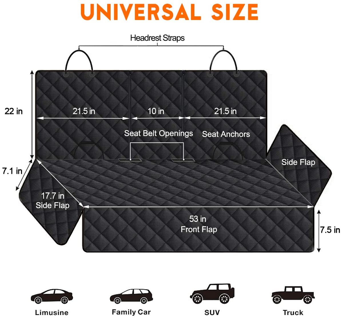 Dog Car Seat Cover, Back Seat Cover for Dogs Pet Car Seat Protector Waterproof Bench 