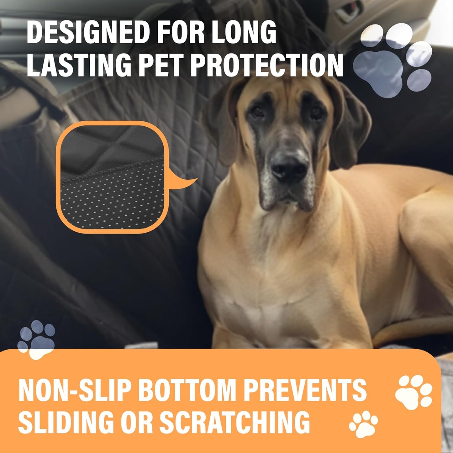 Dog Car Seat Cover for Back Seat, Waterproof Pet Protection Hammock for SUV, Truck and Car, Black