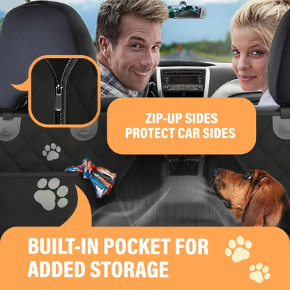 Dog Car Seat Cover for Back Seat, Waterproof Pet Protection Hammock for SUV, Truck and Car, Black