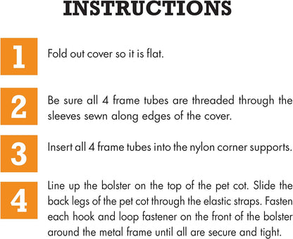 Bolster Pet Cot Outdoor Elevated Dog Bed with Removable Bolsters - Chocolate/Black Mesh