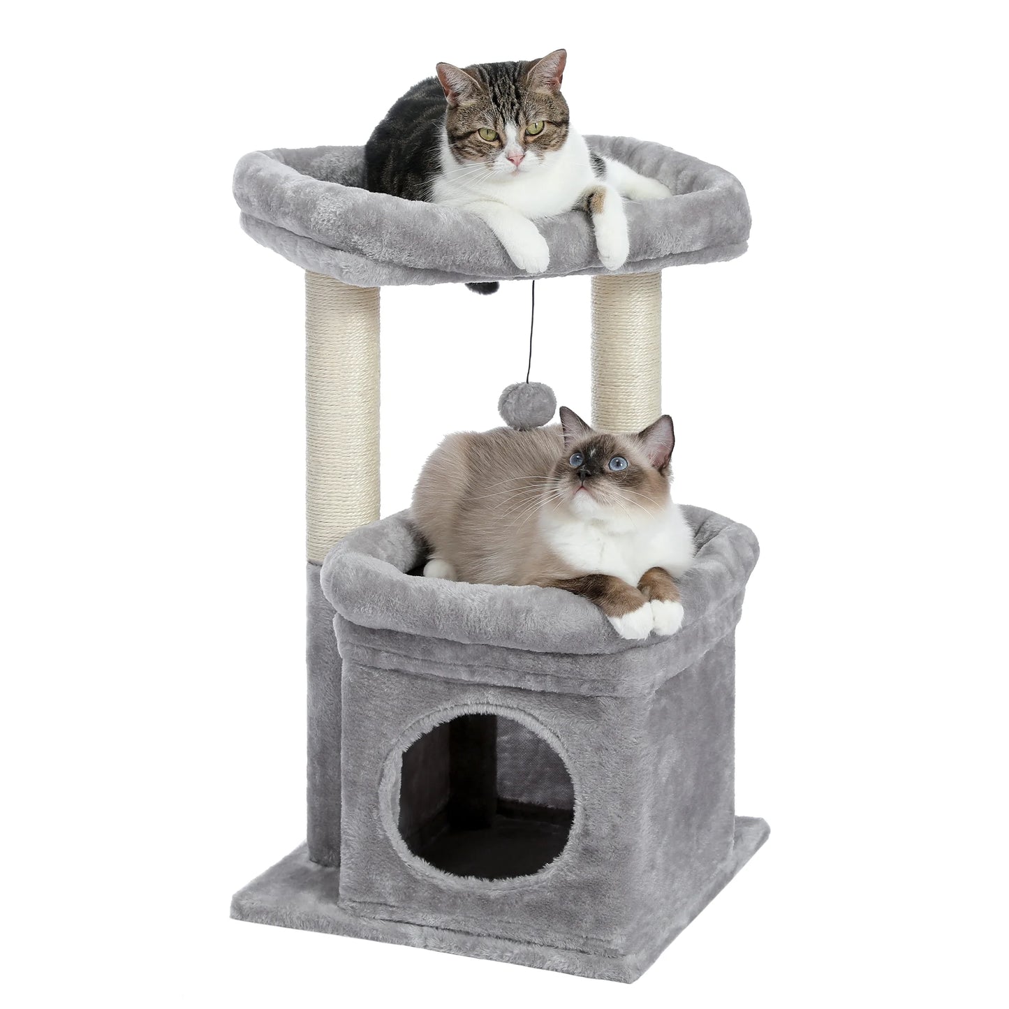 Cat Tower with Large Top Perch and Scratching Posts for Kittens and Medium Cats, Gray