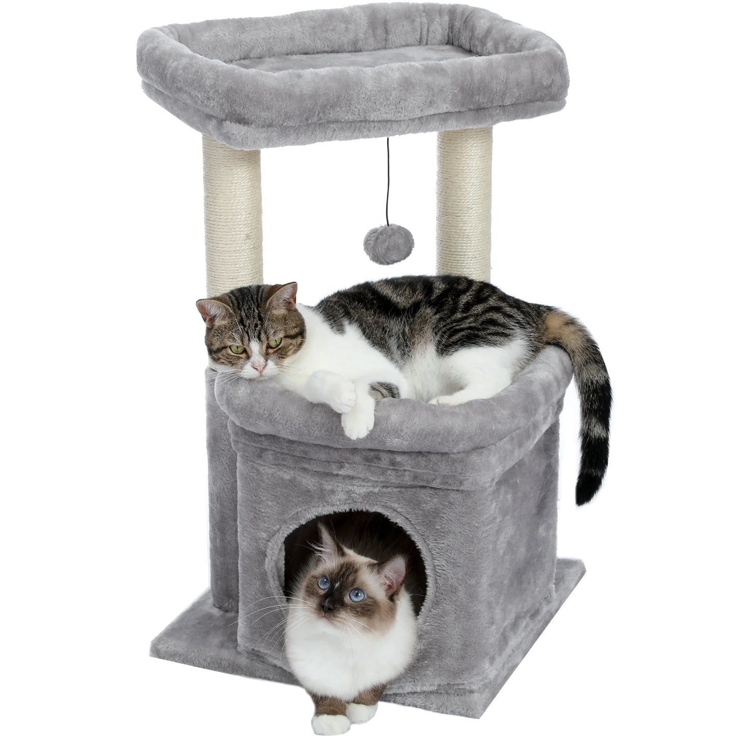 Cat Tower with Large Top Perch and Scratching Posts for Kittens and Medium Cats, Gray