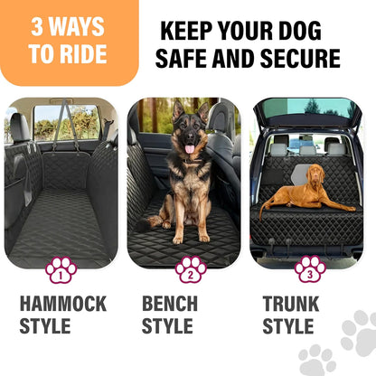 Dog Car Seat Cover for Back Seat, Waterproof Pet Protection Hammock for SUV, Truck and Car, Black