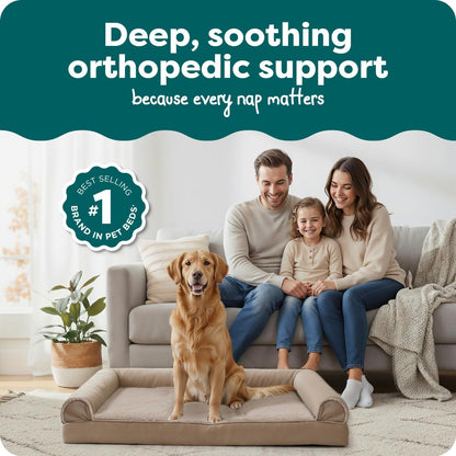 Orthopedic Dog Bed for Large Dogs W/ Removable Bolsters & Washable Cover, for Dogs up to 95 Lbs