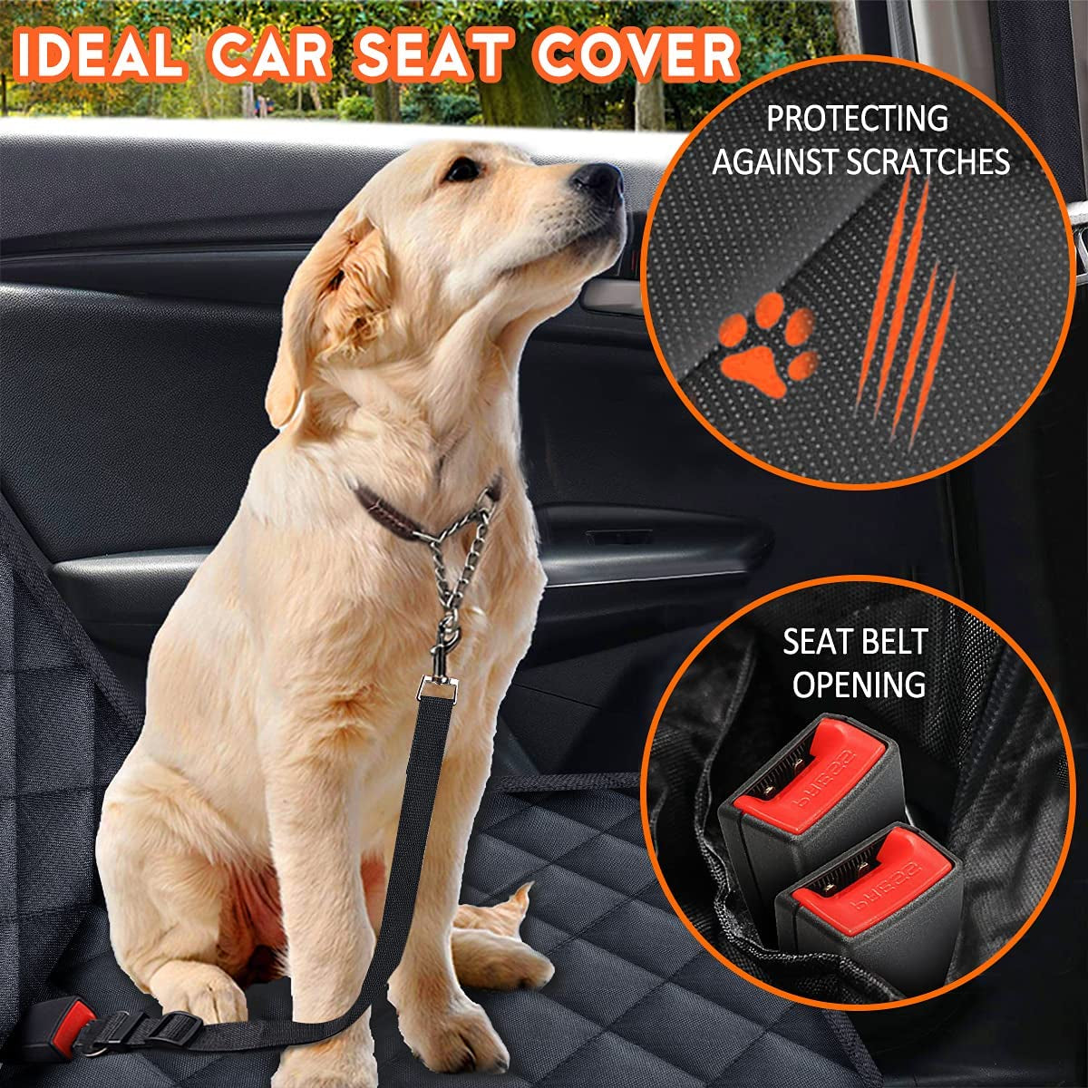 Dog Car Seat Cover, Back Seat Cover for Dogs Pet Car Seat Protector Waterproof Bench 