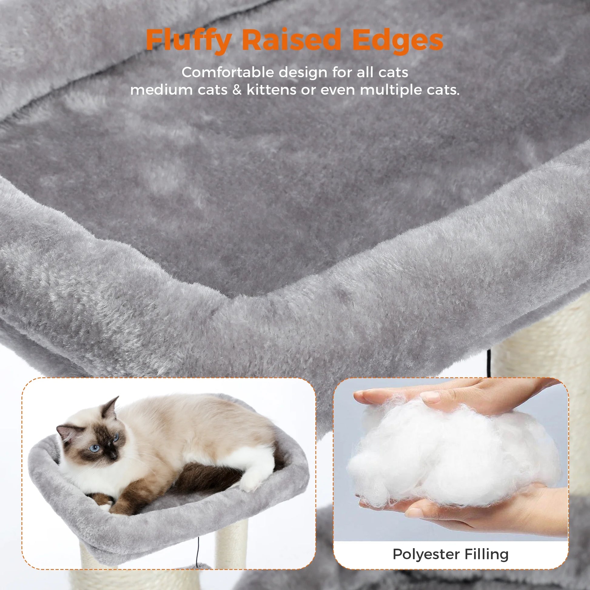 Cat Tower with Large Top Perch and Scratching Posts for Kittens and Medium Cats, Gray