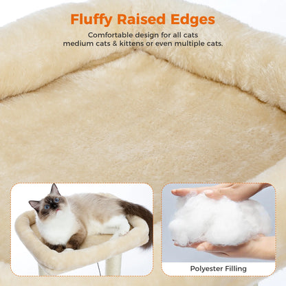 Cat Tree for Medium Cats Plush Condo and Scratching Posts, Beige