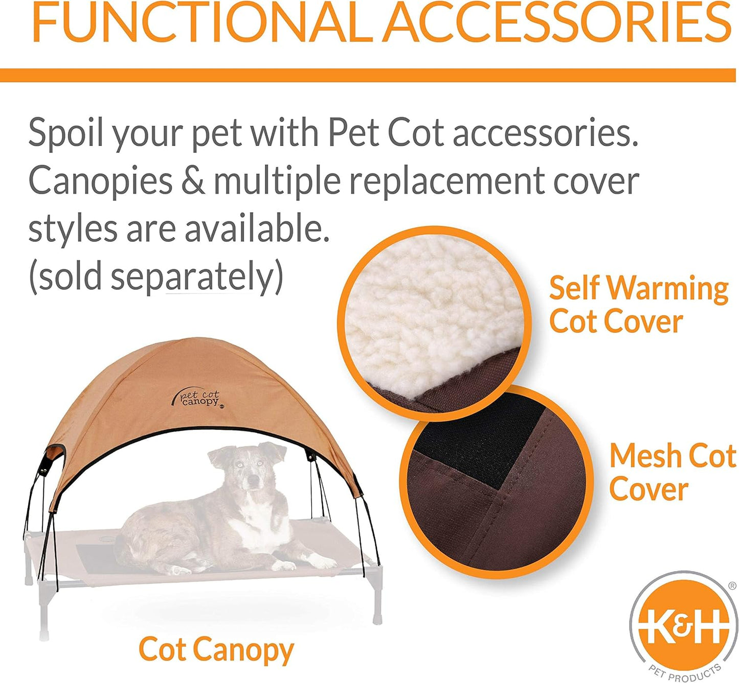 Bolster Pet Cot Outdoor Elevated Dog Bed with Removable Bolsters - Chocolate/Black Mesh