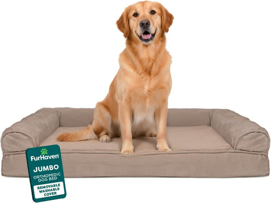 Orthopedic Dog Bed for Large Dogs W/ Removable Bolsters & Washable Cover, for Dogs up to 95 Lbs