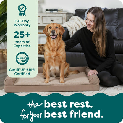 Orthopedic Dog Bed for Large Dogs W/ Removable Bolsters & Washable Cover, for Dogs up to 95 Lbs