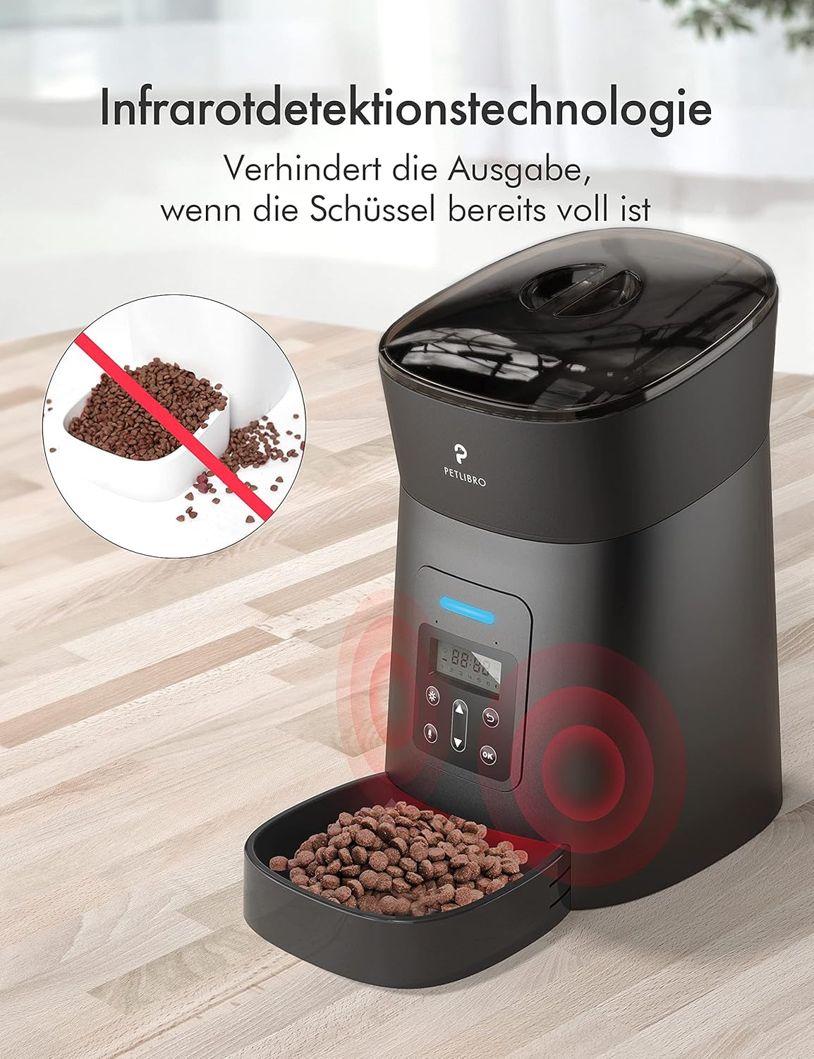 Automatic Cat Feeder Dog Food Dispenser, Auto Timer, Pet Feeding Tray with sound Alerts