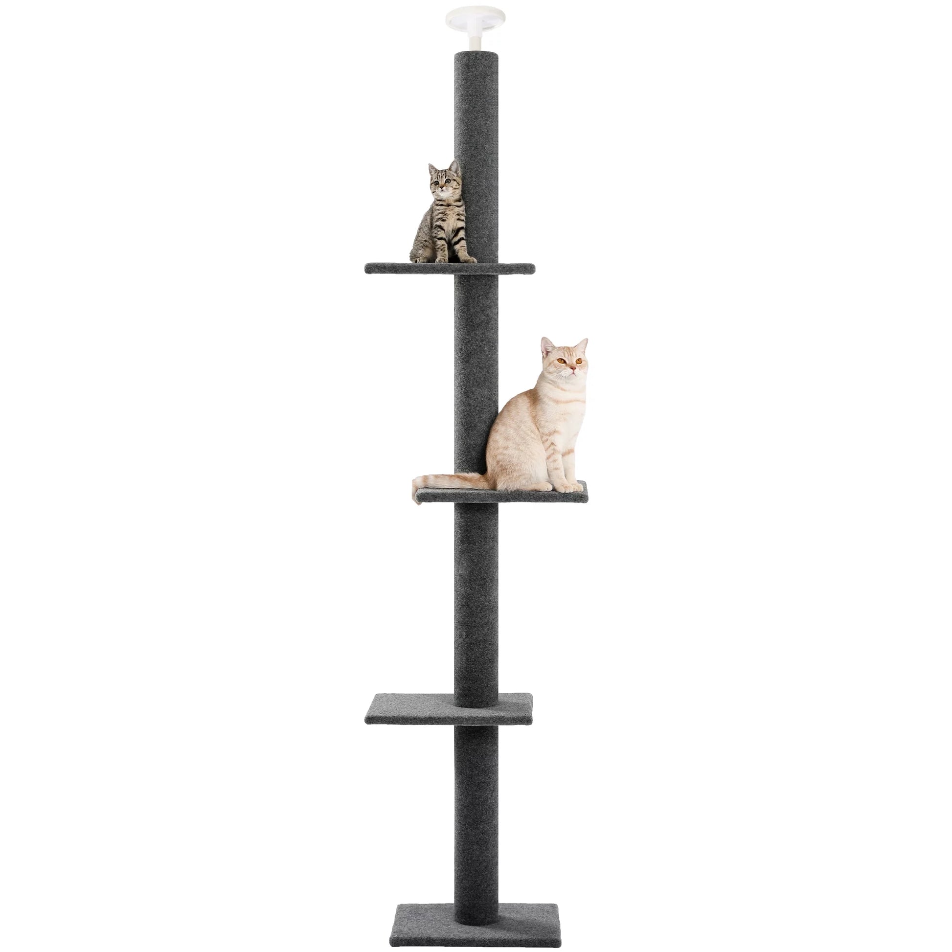 Floor to Ceiling Cat Tree Tower 4 Tier Tall Cat Climbing Posts Adjustable, Gray