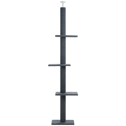 Floor to Ceiling Cat Tree Tower 4 Tier Tall Cat Climbing Posts Adjustable, Gray