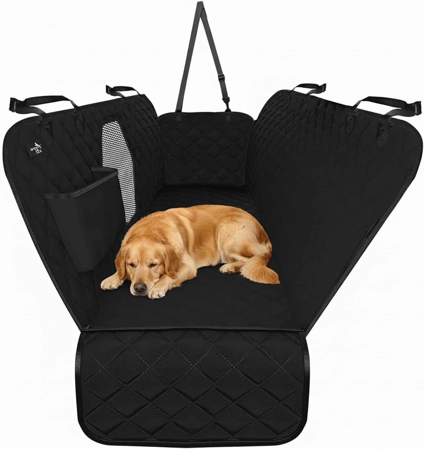 Dog Car Seat Cover for Back Seat, Waterproof Pet Protection Hammock for SUV, Truck and Car, Black