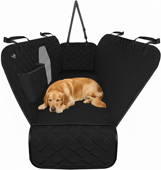 Dog Car Seat Cover for Back Seat, Waterproof Pet Protection Hammock for SUV, Truck and Car, Black