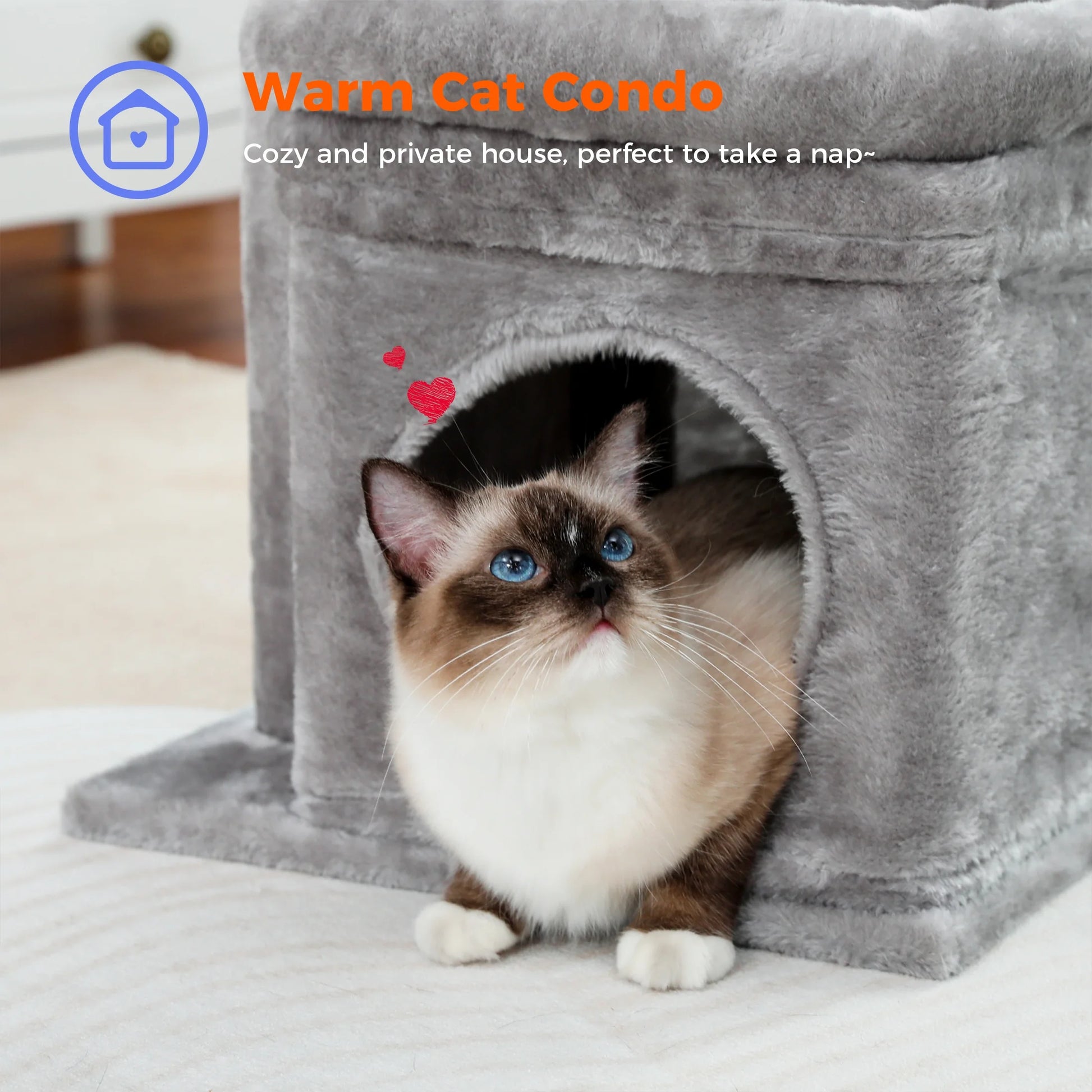 Cat Tower with Large Top Perch and Scratching Posts for Kittens and Medium Cats, Gray